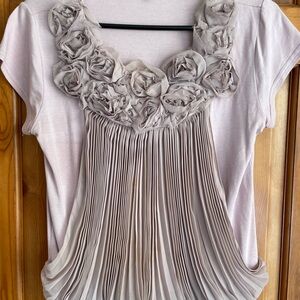 Elegant Floral Pleated Women's Top